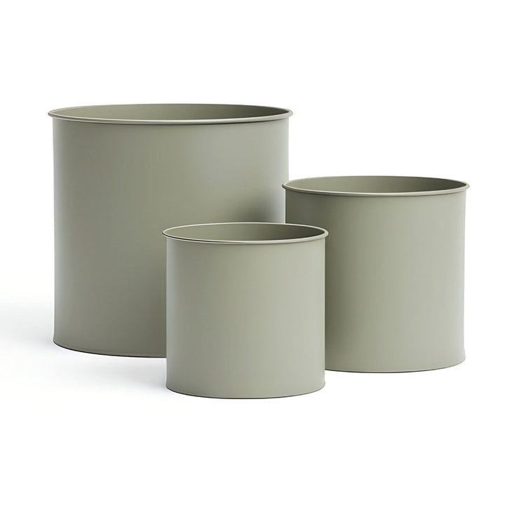 3er Blumentopf Set Metall, , Moosgrau,LIVLIG