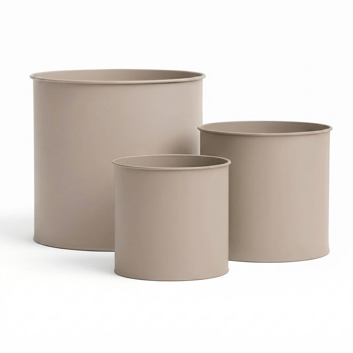 3er Blumentopf Set Metall, , Sand,LIVLIG