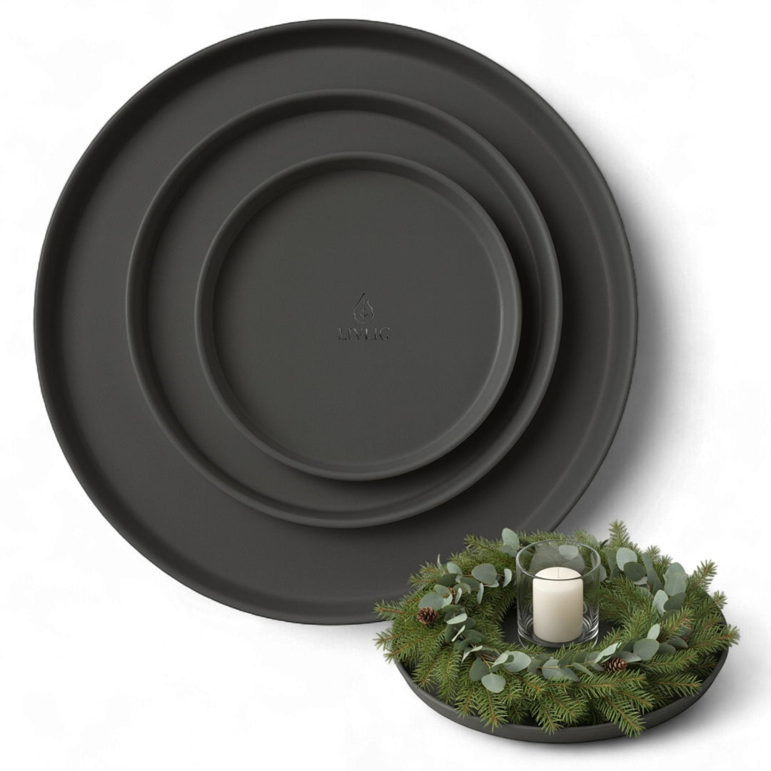 LIVLIG, Deko Tablett 3er Set, Tabletts, Anthrazit