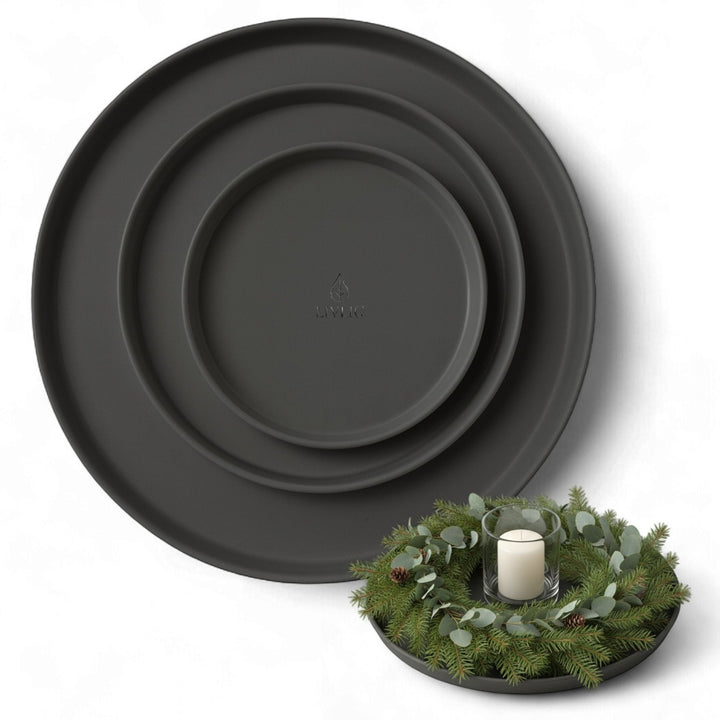 LIVLIG, Deko Tablett 3er Set, Tabletts, Anthrazit