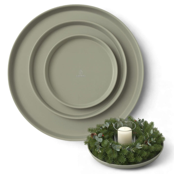 LIVLIG, Deko Tablett 3er Set, Tabletts, Moosgrau