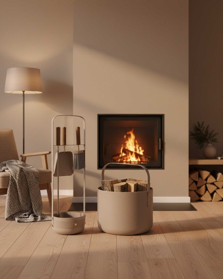 LIVLIG, Design Kaminholzkorb, , Graubeige