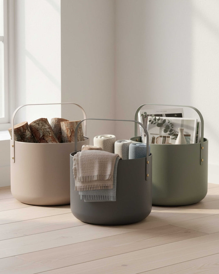 LIVLIG, Kaminholzkorb aus Metall, Kaminholzkorb, Salbei