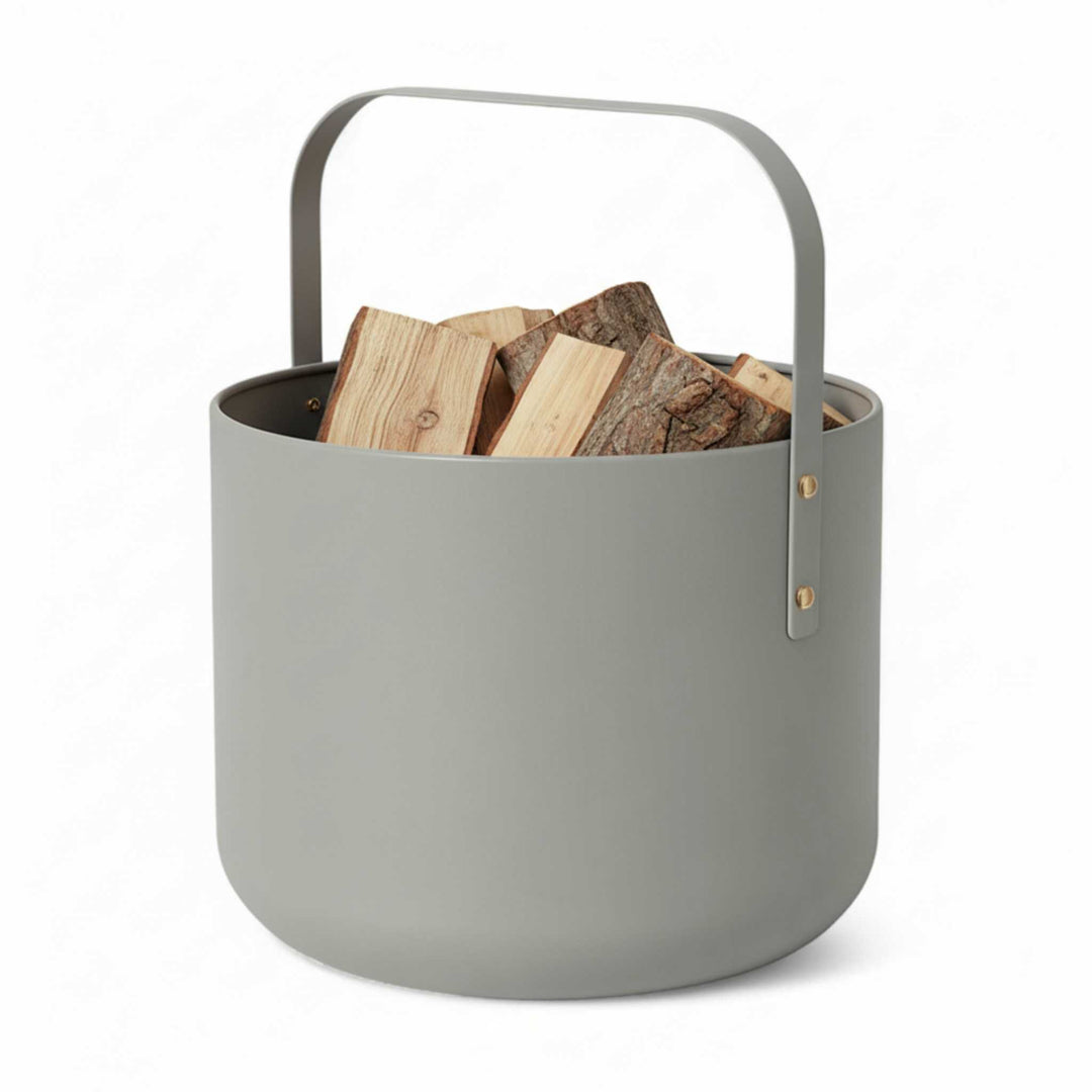 LIVLIG, Kaminholzkorb aus Metall, Kaminholzkorb, Salbei