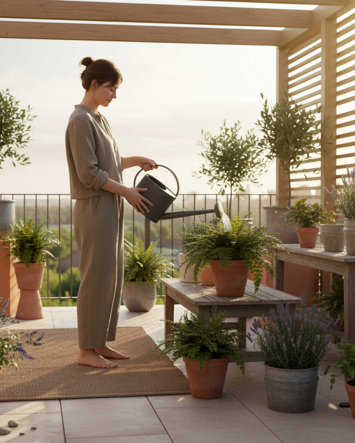 LIVLIG, Metall Gießkanne 5L, Gießkanne, Greige