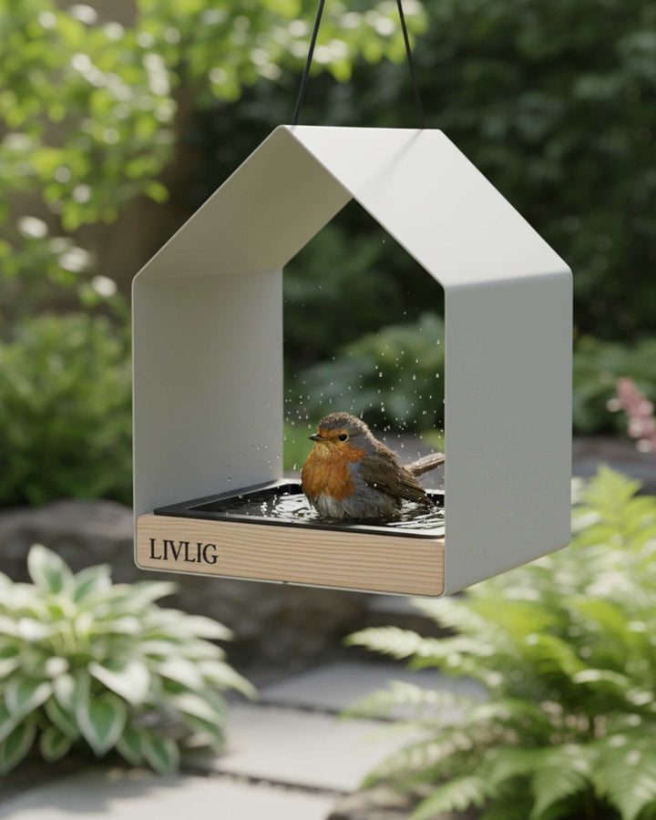 LIVLIG, Design Vogelhaus Metall, Vogelhaus, Greige