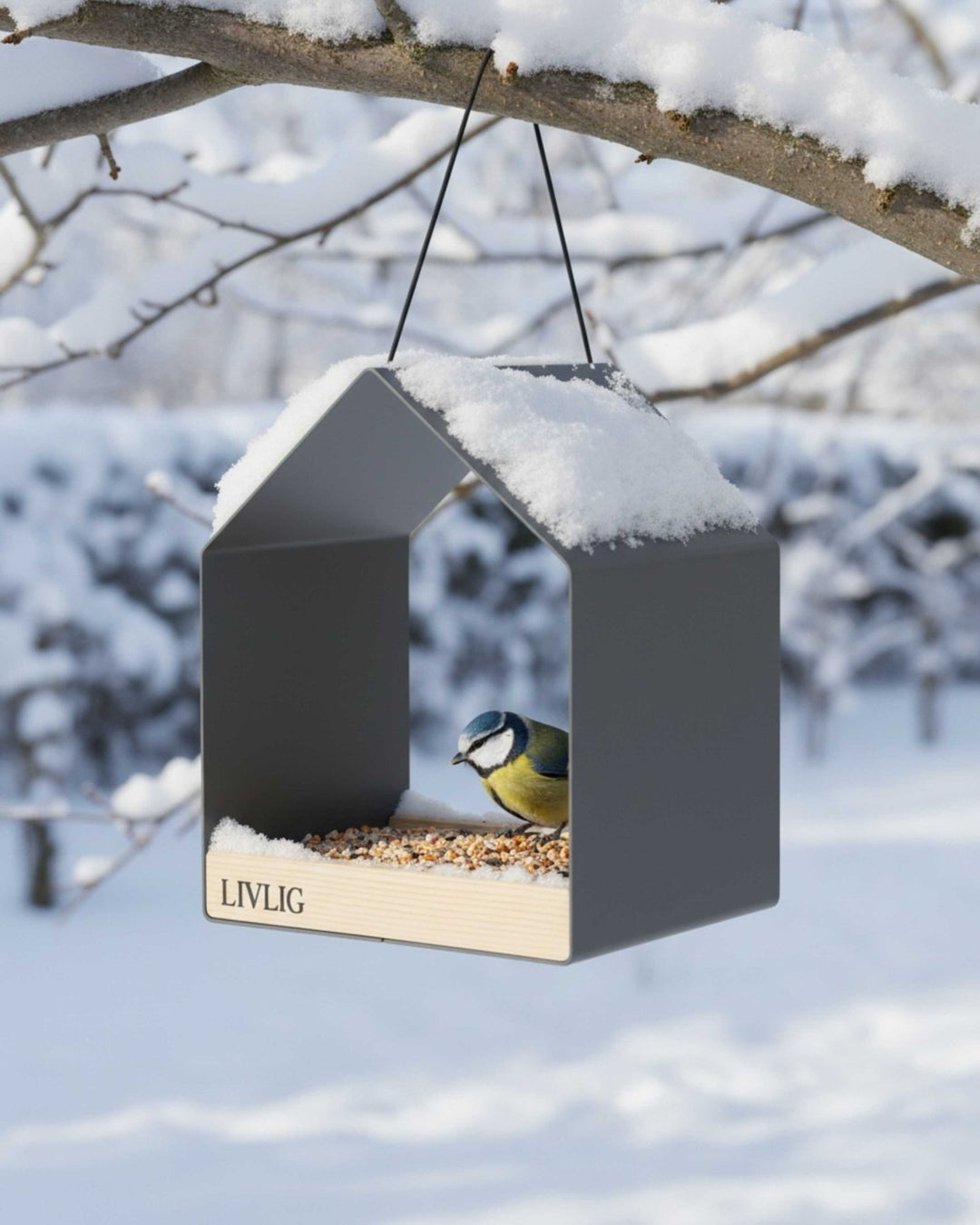 LIVLIG, Design Vogelhaus Metall, Vogelhaus, Greige