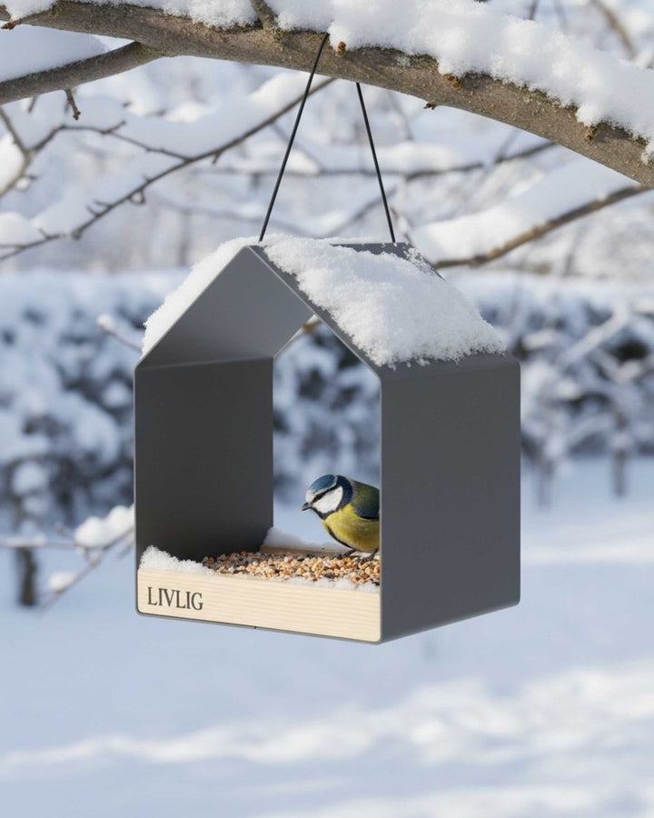 LIVLIG, Design Vogelhaus Metall, Vogelhaus, Greige