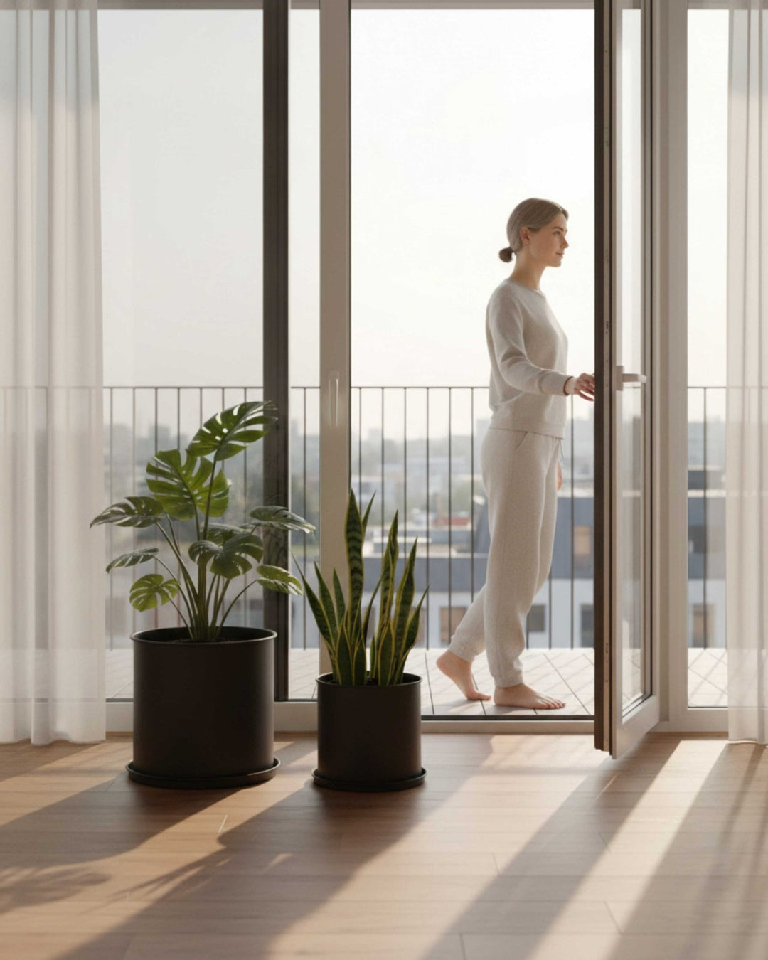 LIVLIG, 3er Blumentopf Set mit Untersetzer, Blumentopf, Greige