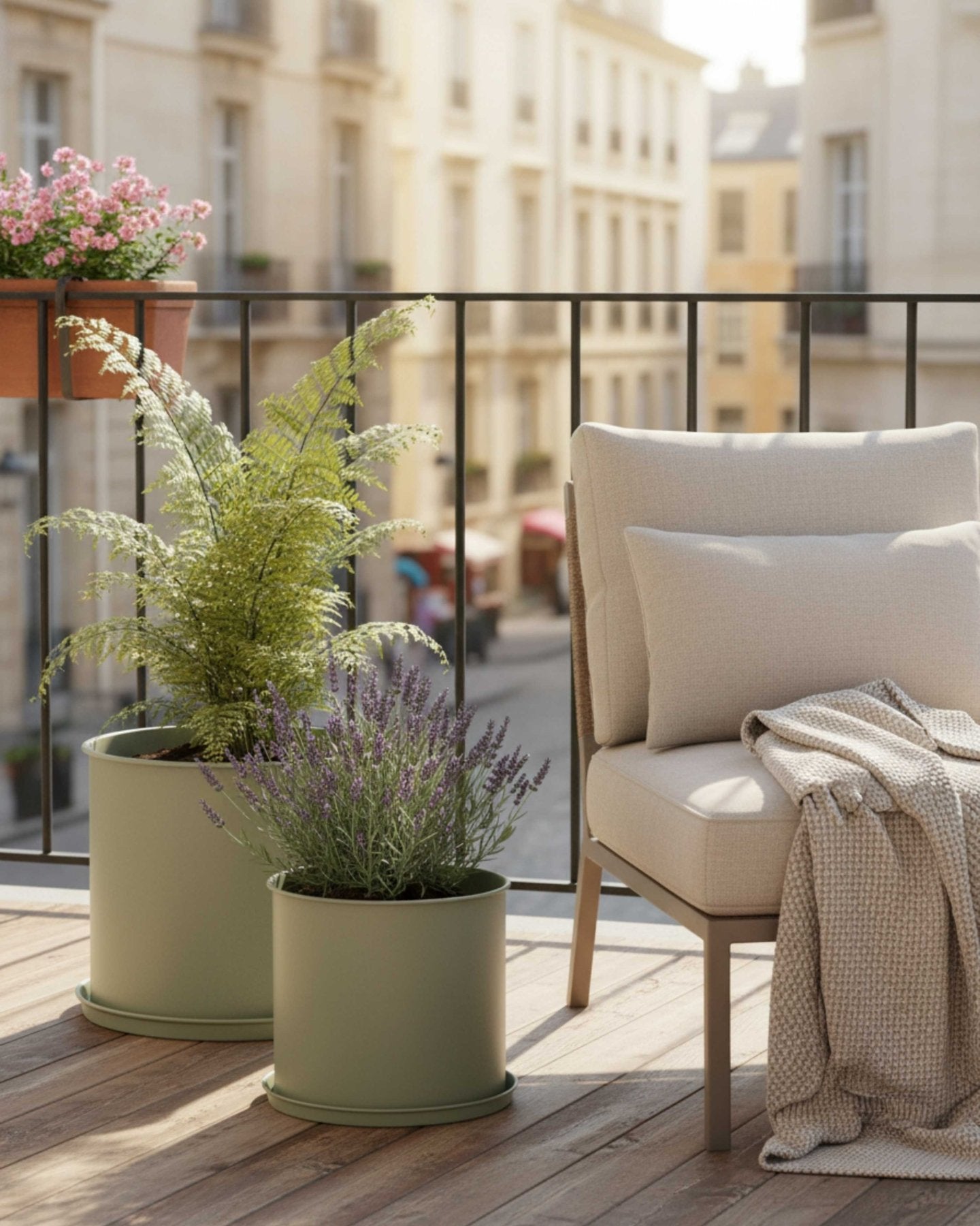 LIVLIG, 3er Blumentopf Set mit Untersetzer, Blumentopf, Greige