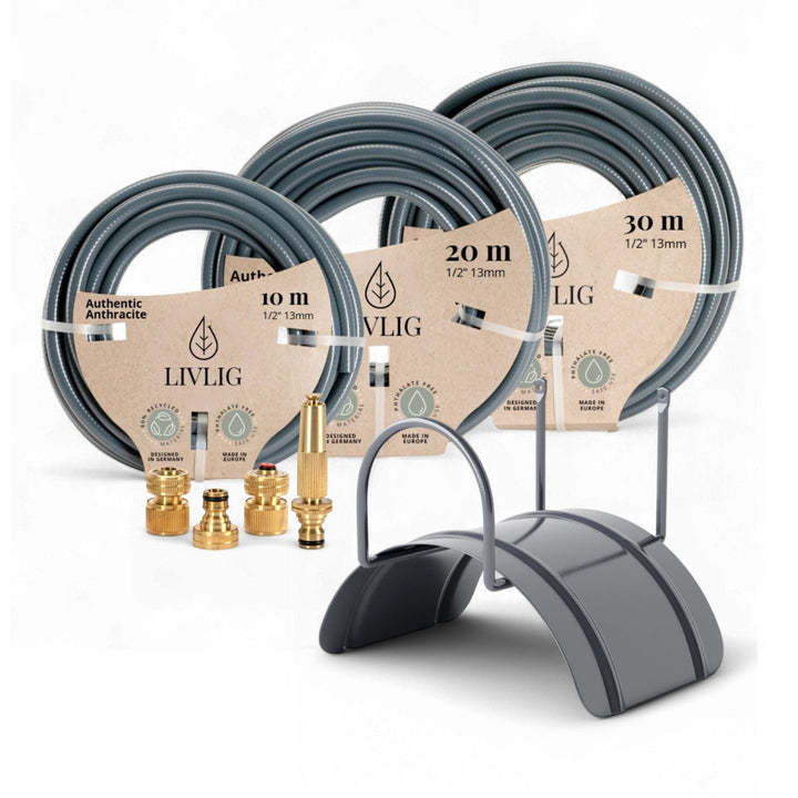 LIVLIG, Gartenschlauch Authentic Anthracite im Set, Gartenschläuche, 10 Meter