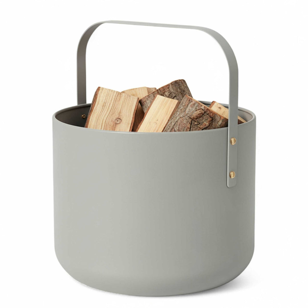 LIVLIG, Kaminholzkorb aus Metall, Kaminholzkorb, Salbei
