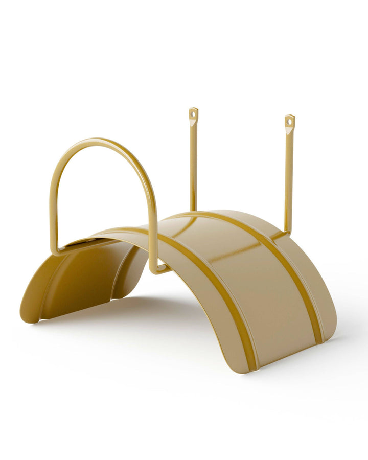 a playground set with a yellow slide and a white background