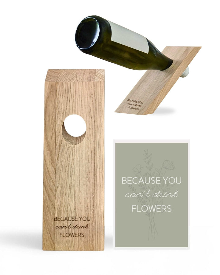 LIVLIG, Weinflaschenhalter mit Flaschenetikett, flaschenhalter, Can´t drink Flowers