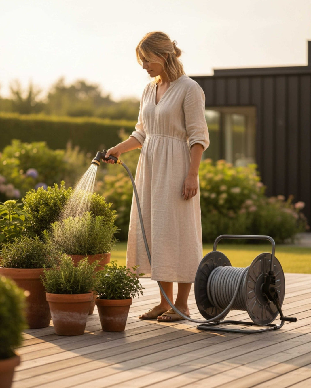 LIVLIG, Schlauchtrommel Metall, Schlauchtrommel, Gentle Greige