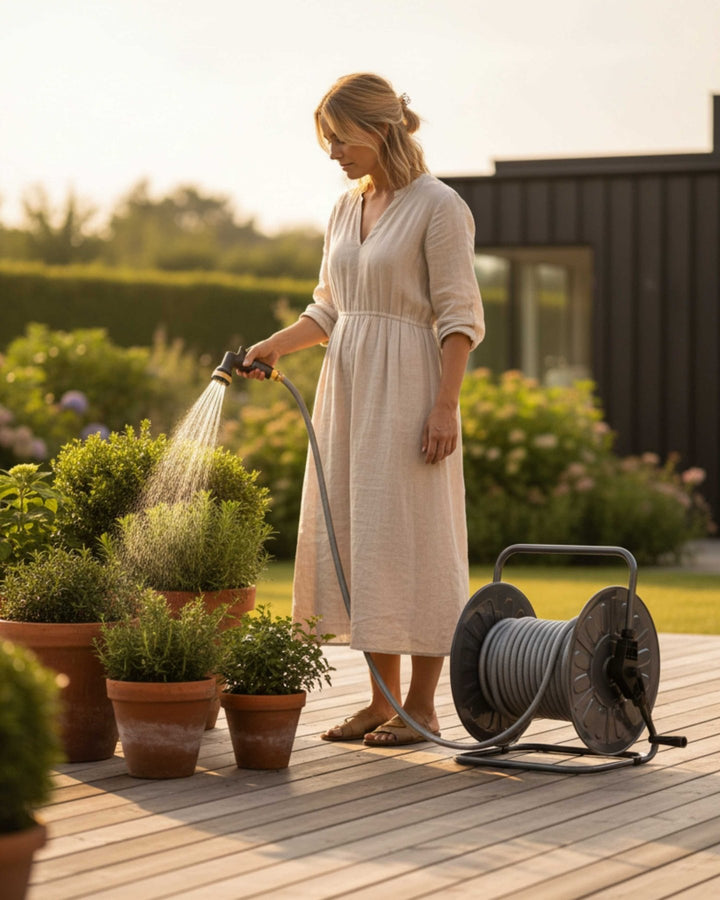 LIVLIG, Schlauchtrommel Metall, Schlauchtrommel, Gentle Greige