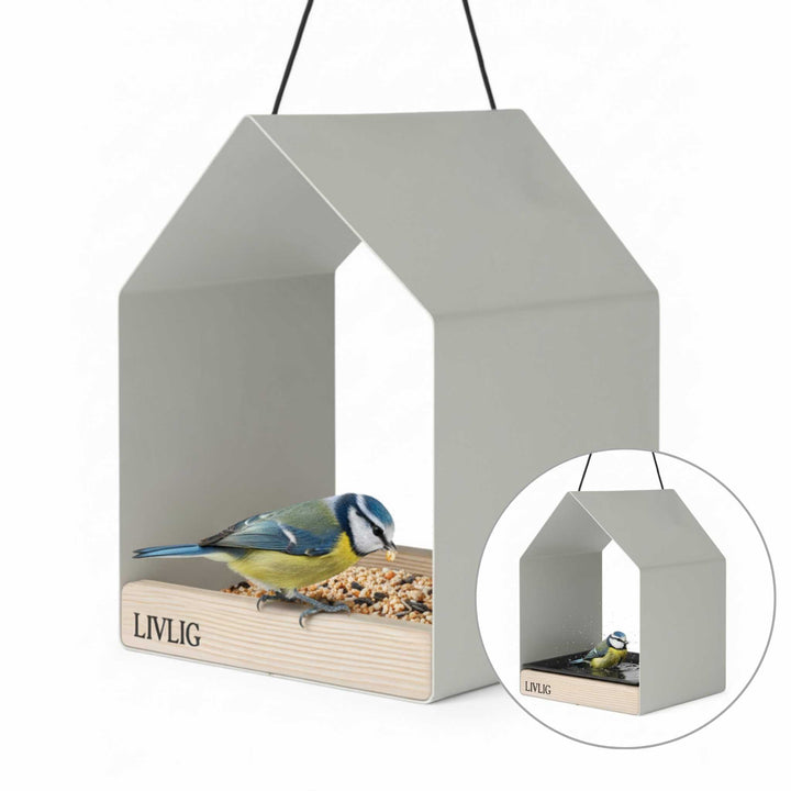 LIVLIG, 2in1 Vogelhaus / Vogeltränke, Vogelhaus, Greige