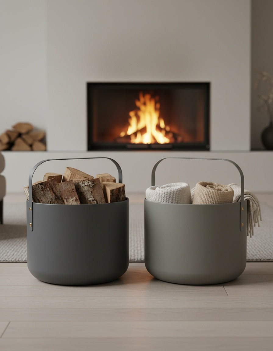 LIVLIG, Design Kaminholzkorb, , Graubeige