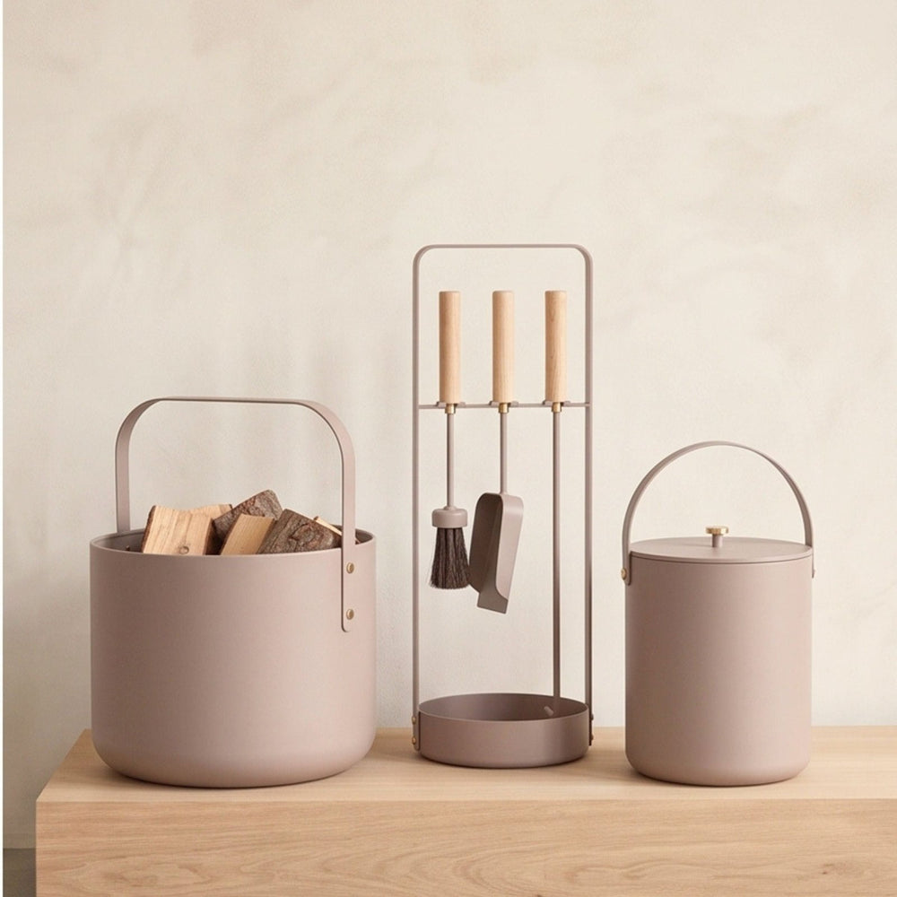 Ascheeimer mit Deckel, , Graubeige,LIVLIG