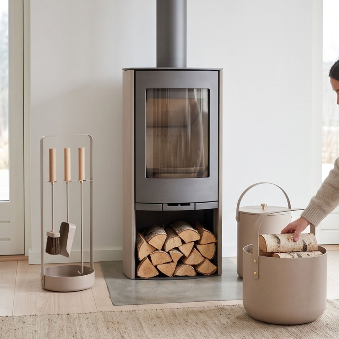 Ascheeimer mit Deckel, , Graubeige,LIVLIG