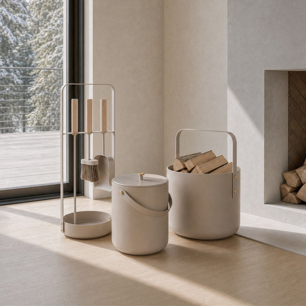 Ascheeimer mit Deckel, , Graubeige,LIVLIG