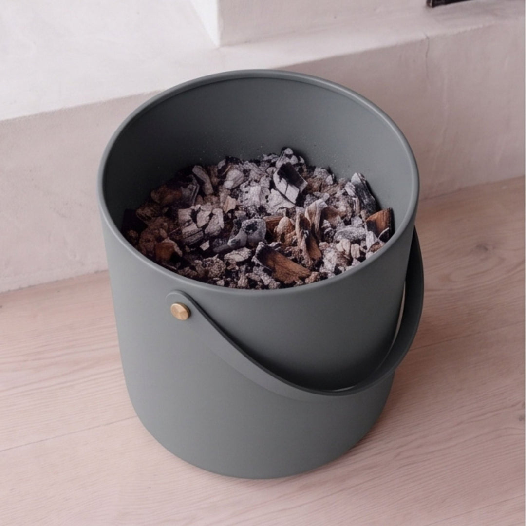 Ascheeimer mit Deckel, , Graubeige,LIVLIG