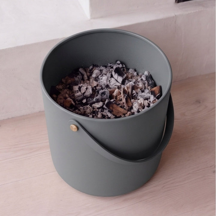 Ascheeimer mit Deckel, , Graubeige,LIVLIG