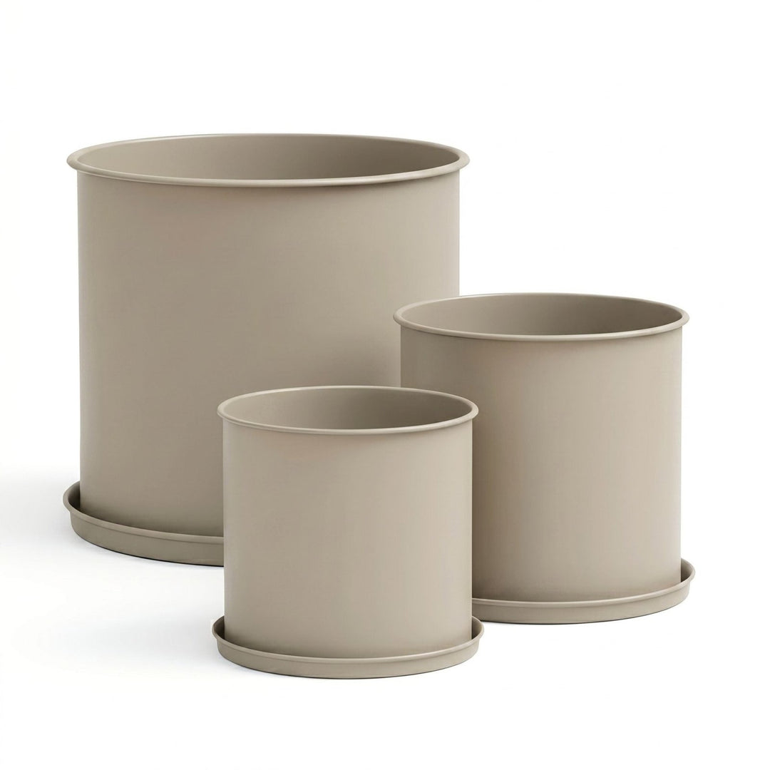 Blumentopf Set Metall mit Untersetzer 3er, Blumentopf, Sand,LIVLIG