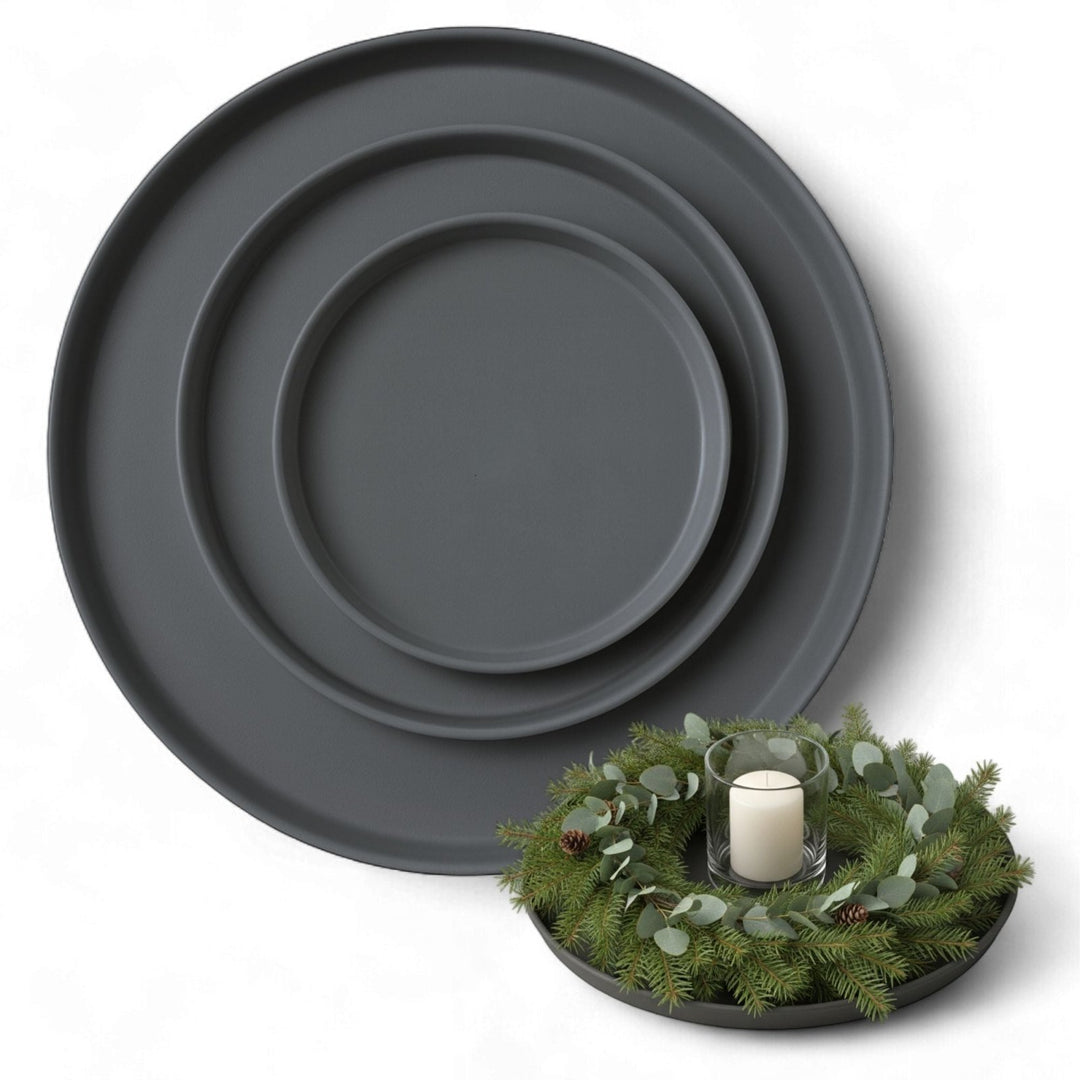 Deko Tablett 3er Set, , Anthrazit,LIVLIG