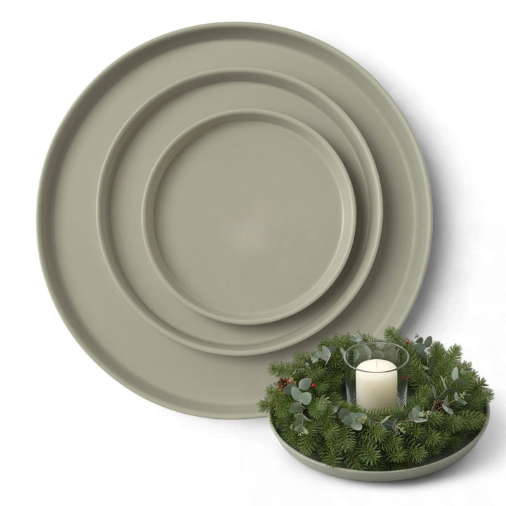 Deko Tablett 3er Set, , Moosgrau,LIVLIG