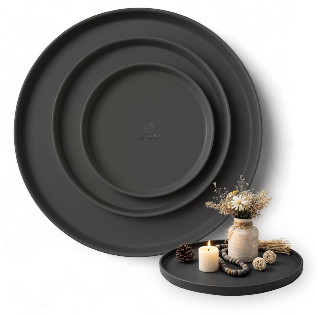 Deko Tablett 3er Set, Tabletts, Greige,LIVLIG