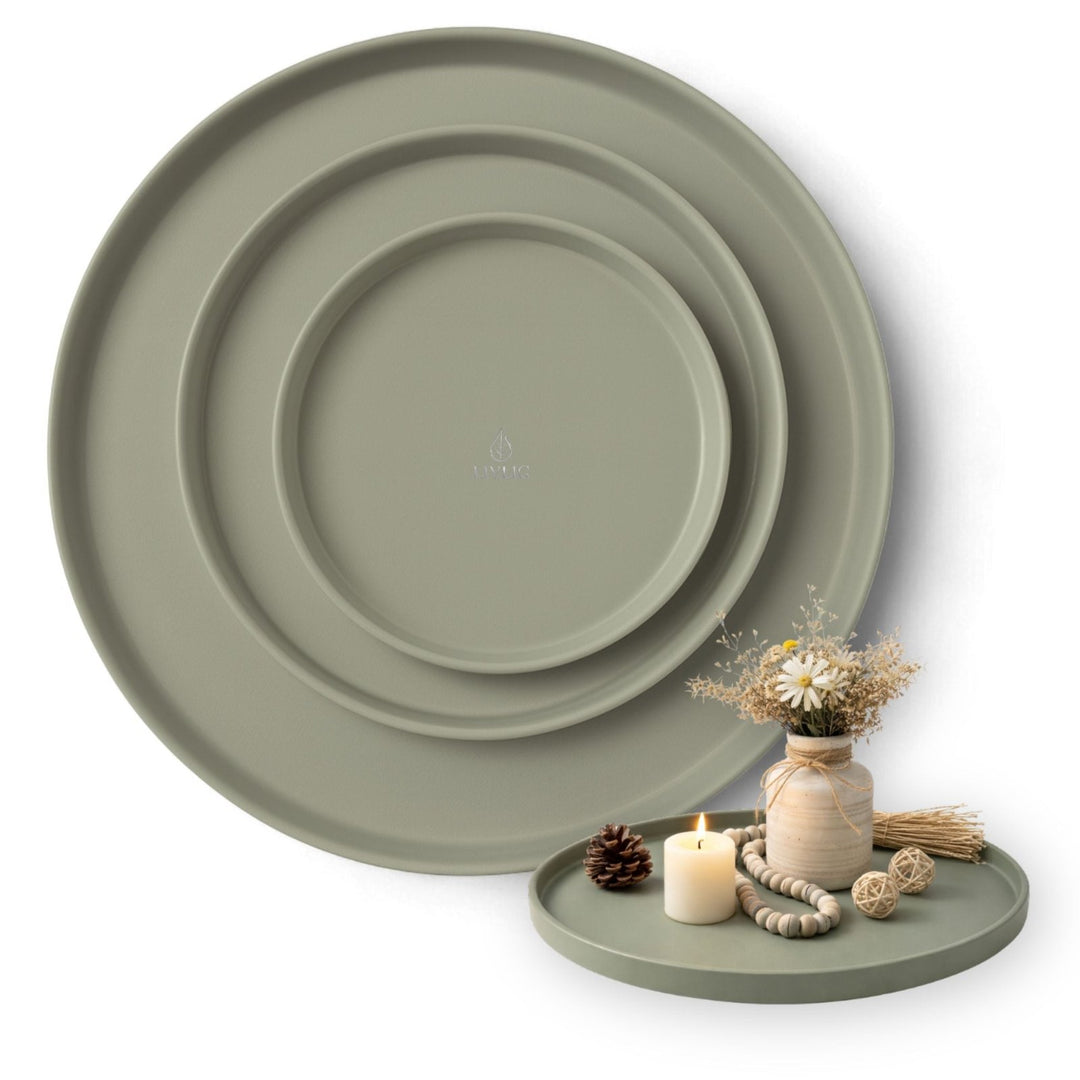 Deko Tablett 3er Set, Tabletts, Greige,LIVLIG