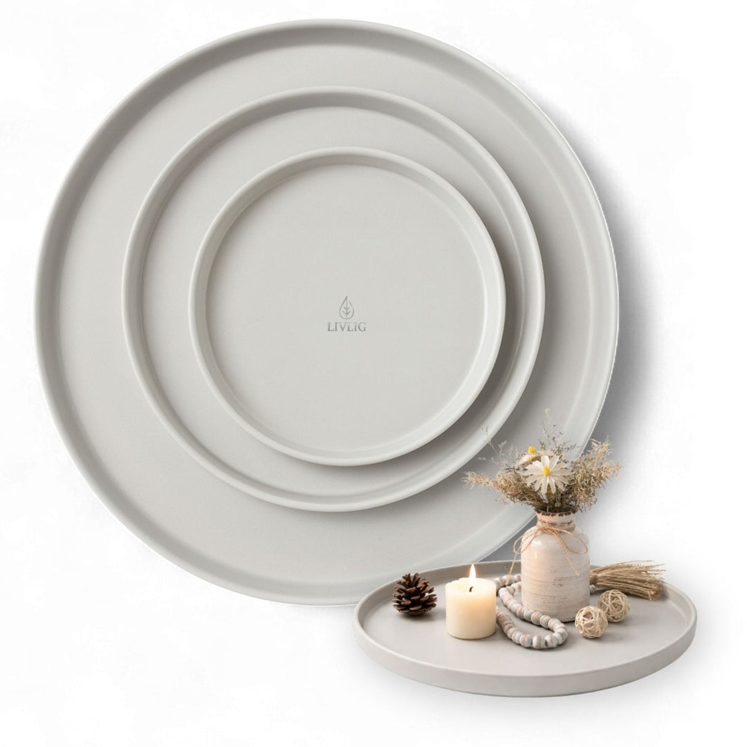 Deko Tablett 3er Set, Tabletts, Greige,LIVLIG