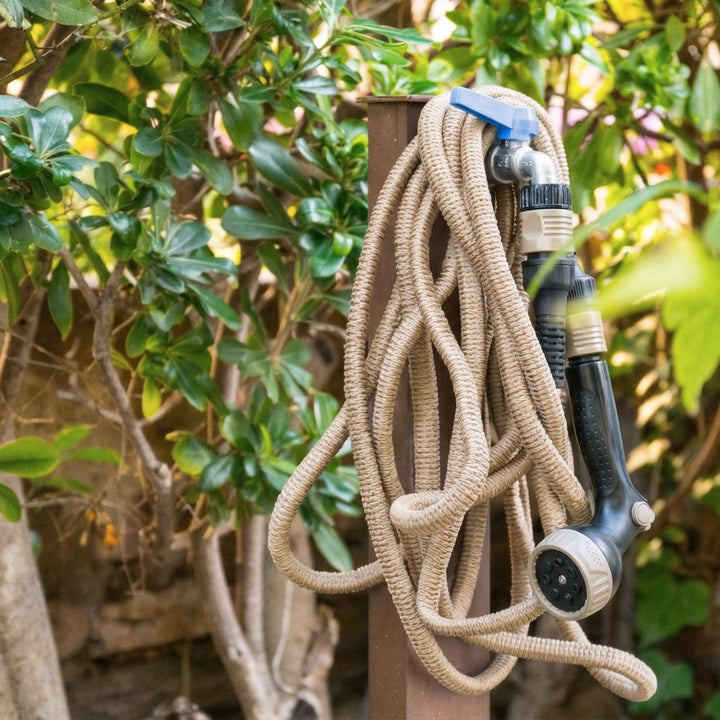 Flexibler Gartenschlauch Beige mit Brause, Gartenschläuche, 8 m,LIVLIG