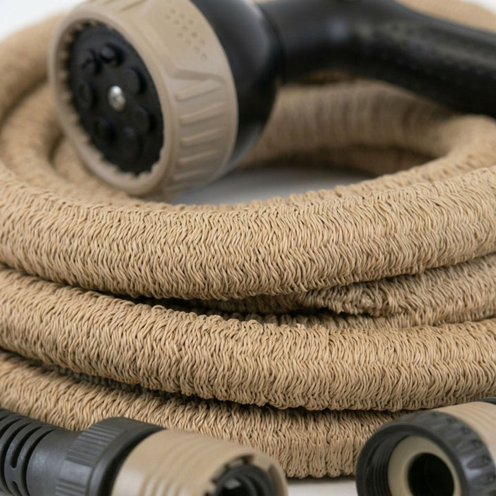 Flexibler Gartenschlauch Beige mit Brause, Gartenschläuche, 8 m,LIVLIG