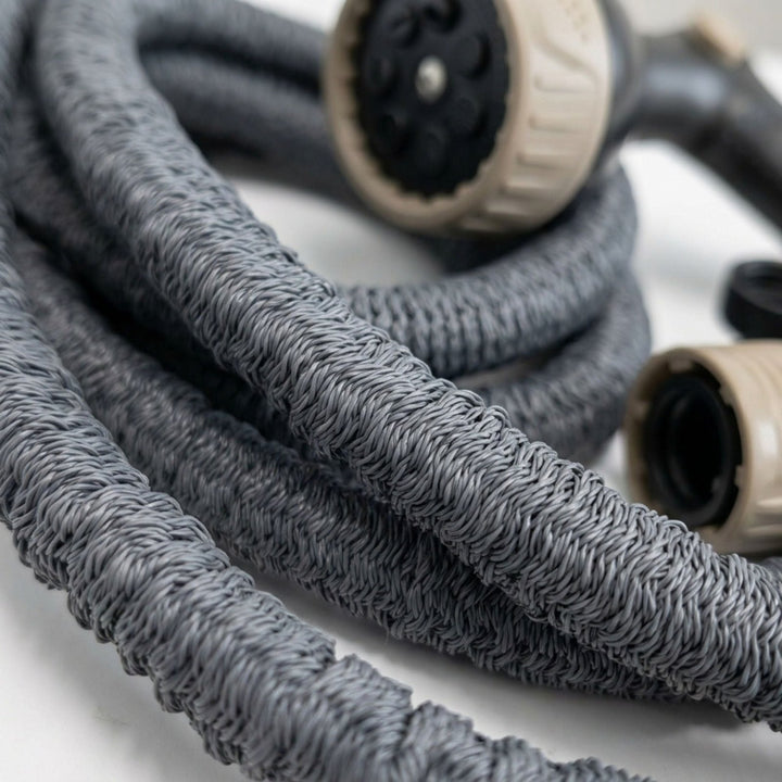 Flexibler Gartenschlauch Grau mit Brause, Gartenschläuche, 8 m,LIVLIG