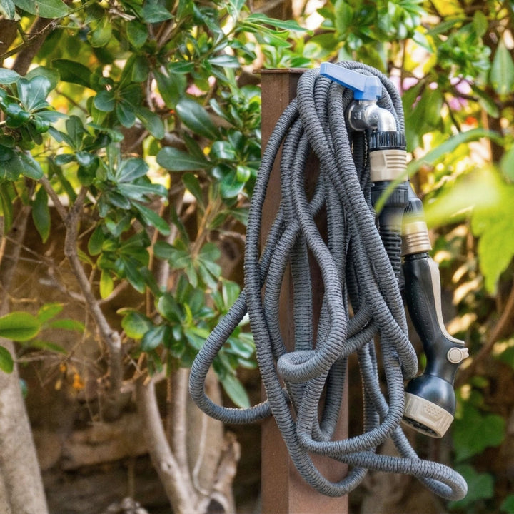 Flexibler Gartenschlauch Grau mit Brause, Gartenschläuche, 8 m,LIVLIG