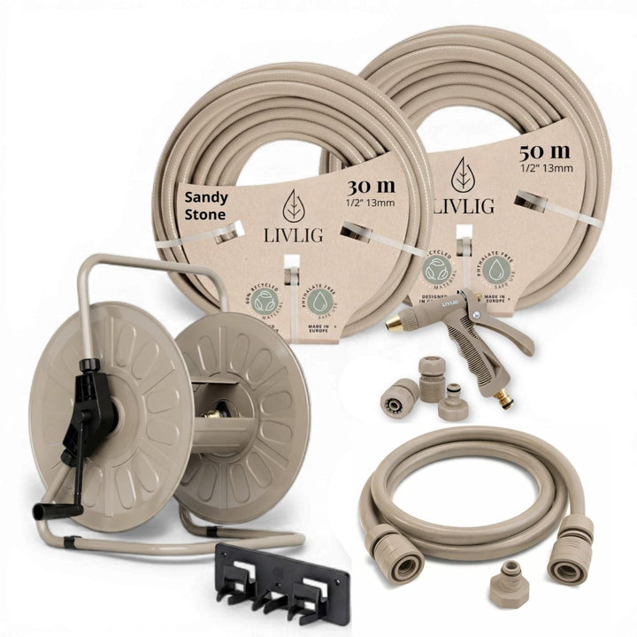 Gartenschlauch Set mit Trommel Sandy Stone, Sale, 20 m,LIVLIG
