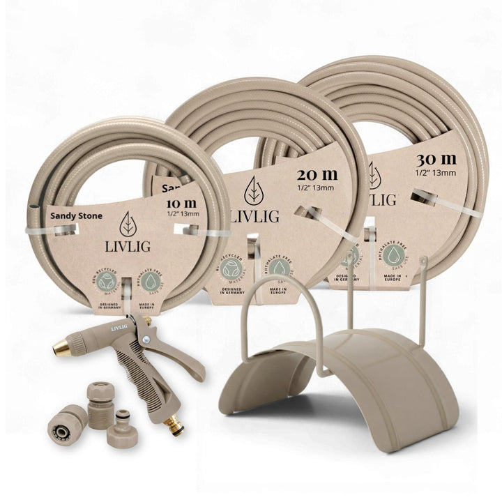 Gartenschlauch Set mit Wandhalterung Sandy Stone, , 10 m,LIVLIG
