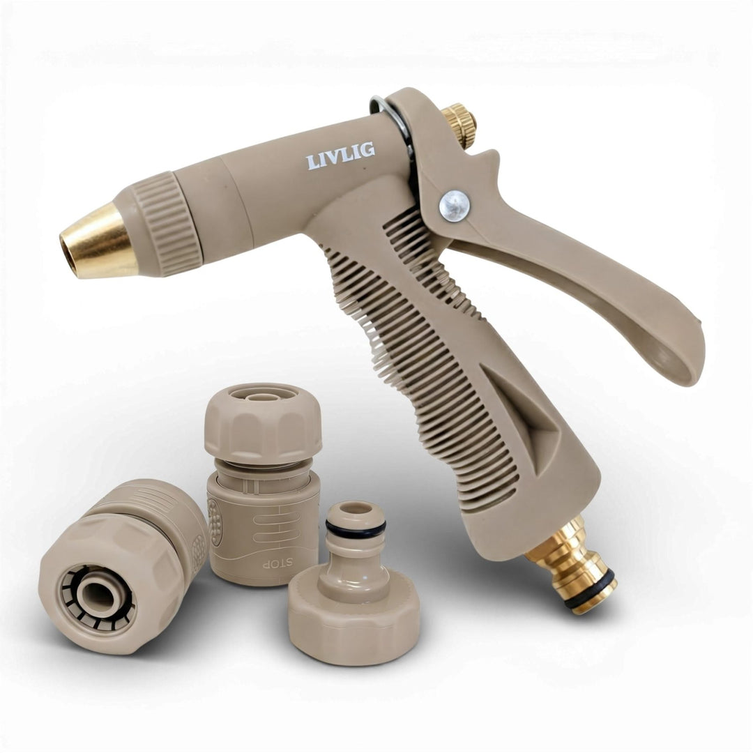 Gartenspritze Set aus Kunststoff von LIVLIG mit Schnellkupplungen und Messingdüsen.