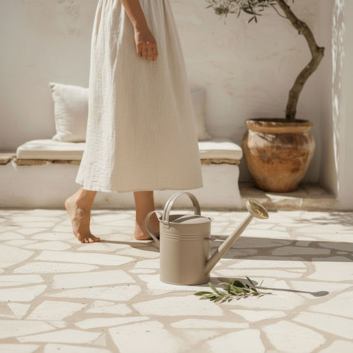 Metall Gießkanne 10L I 2 Henkel, Gießkanne, Greige,LIVLIG