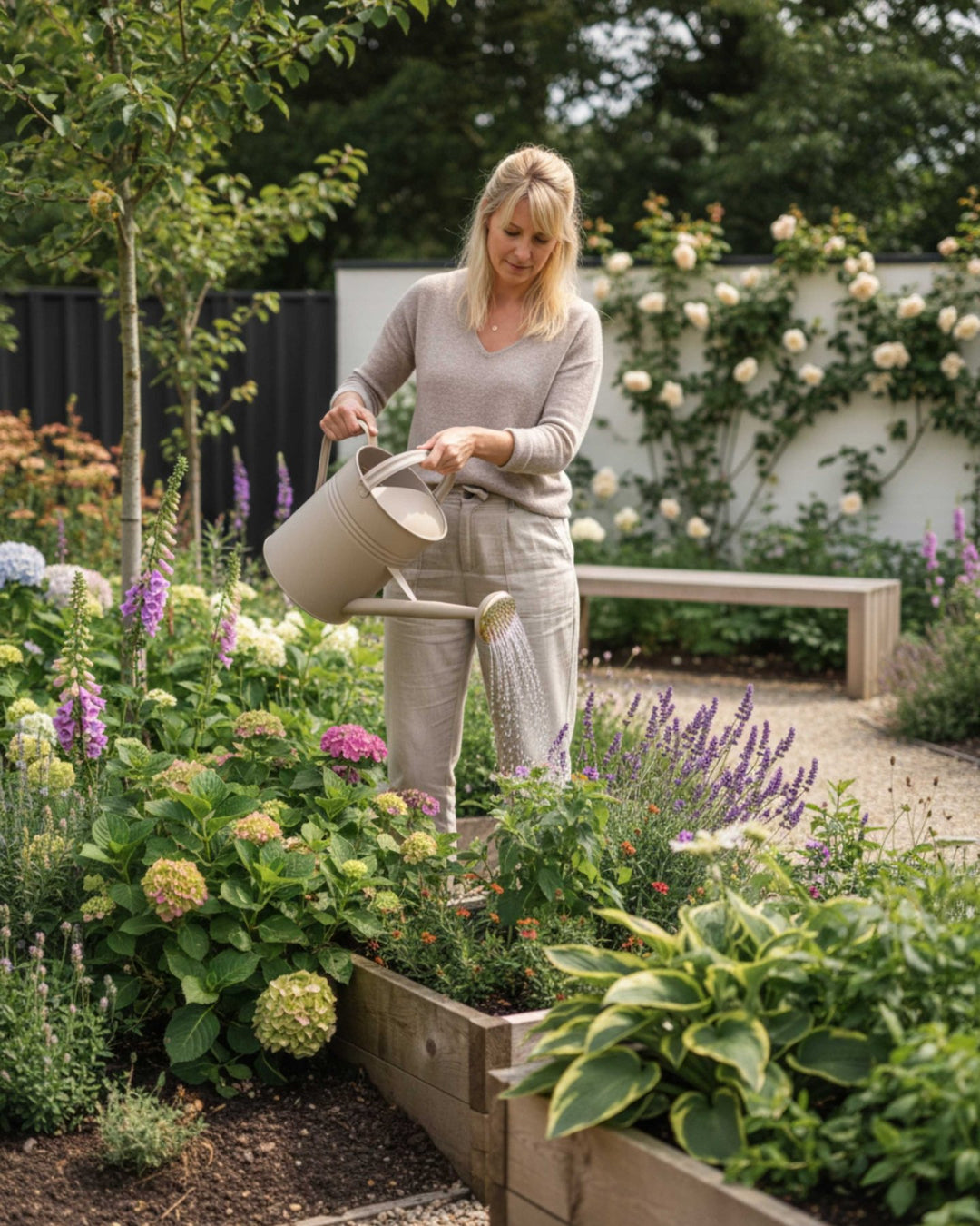 Metall Gießkanne 10L I 2 Henkel, Gießkanne, Greige,LIVLIG