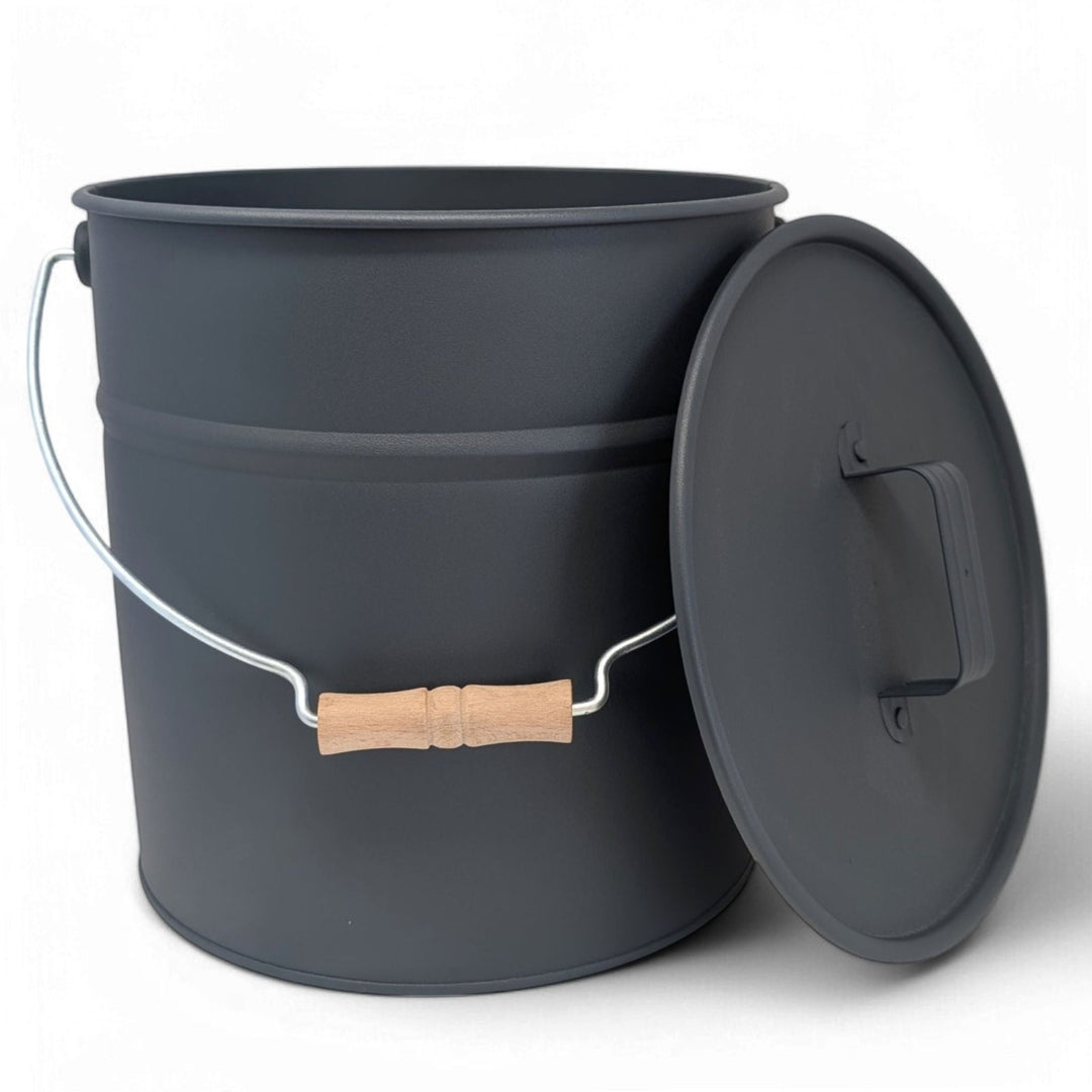 Metalleimer mit Deckel, Eimer, Anthrazit,LIVLIG