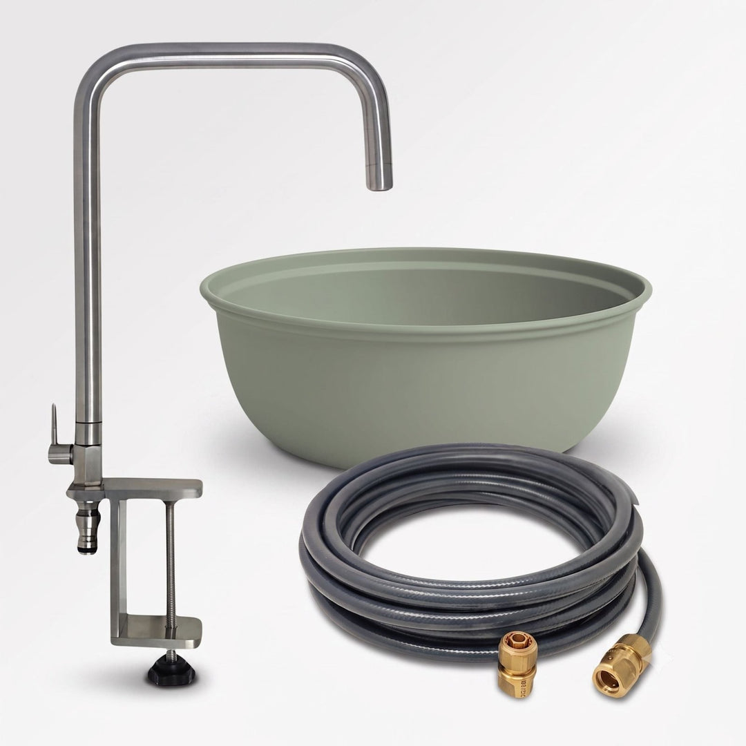 Outdoorküchen Set, Wasserhahn, Moosgrau,LIVLIG