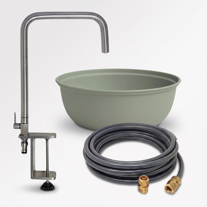 Outdoorküchen Set, Wasserhahn, Moosgrau,LIVLIG