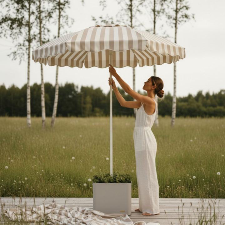 Premium Sonnenschirm 200cm, , Beige gestreift,LIVLIG